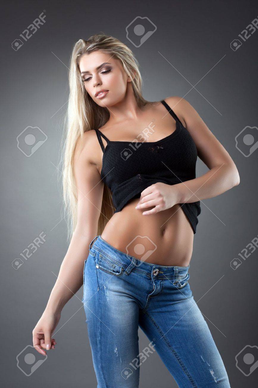 Best of Sexy blonde in jeans