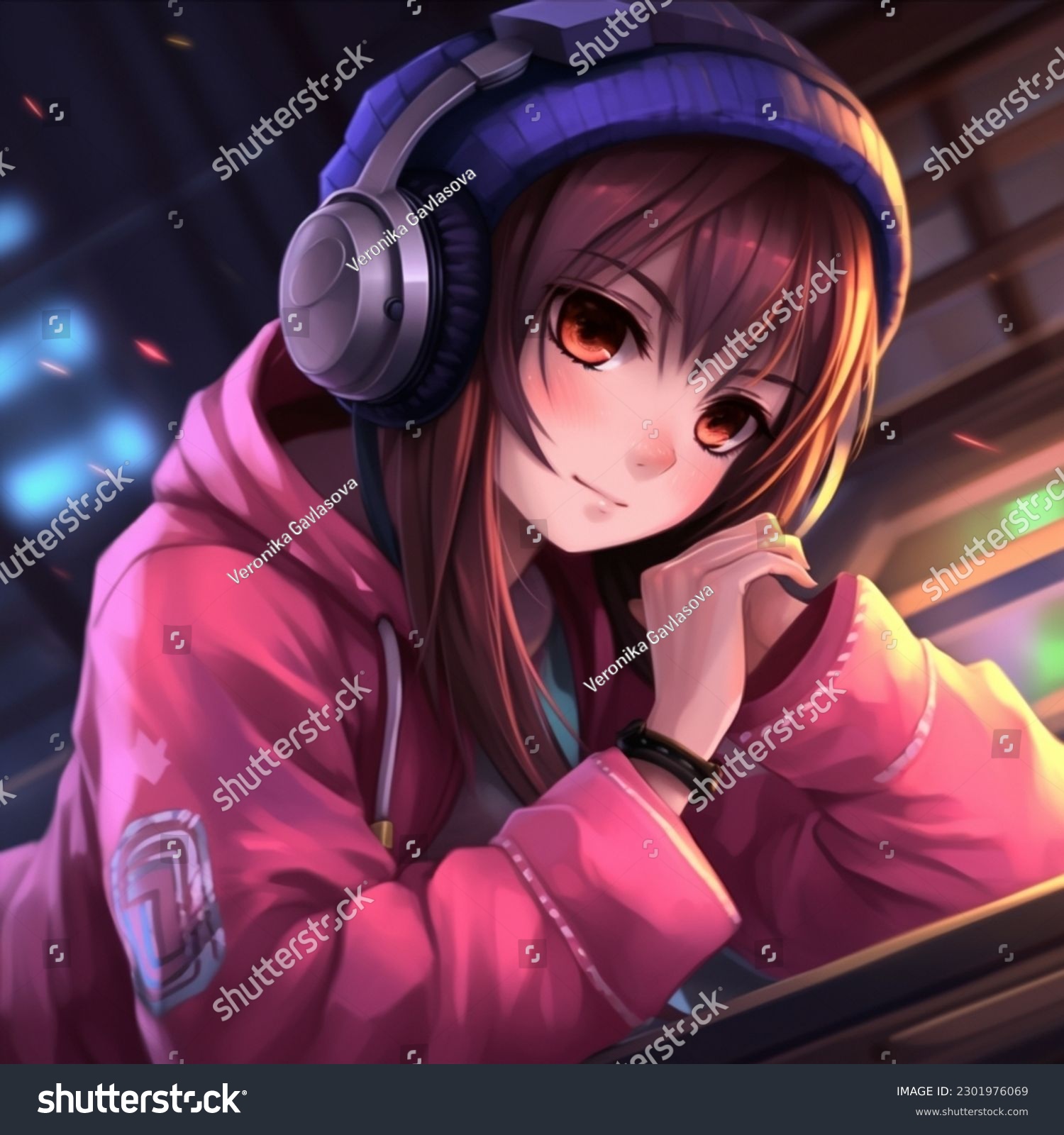 derek bergeron add photo manga girl with headphones
