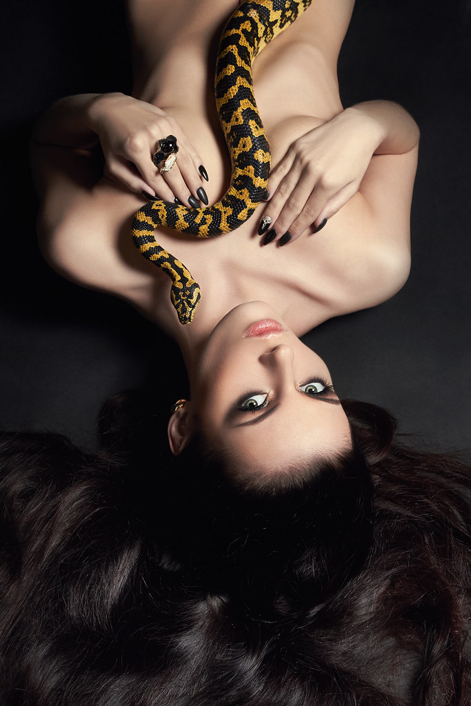 naked lady with snake
