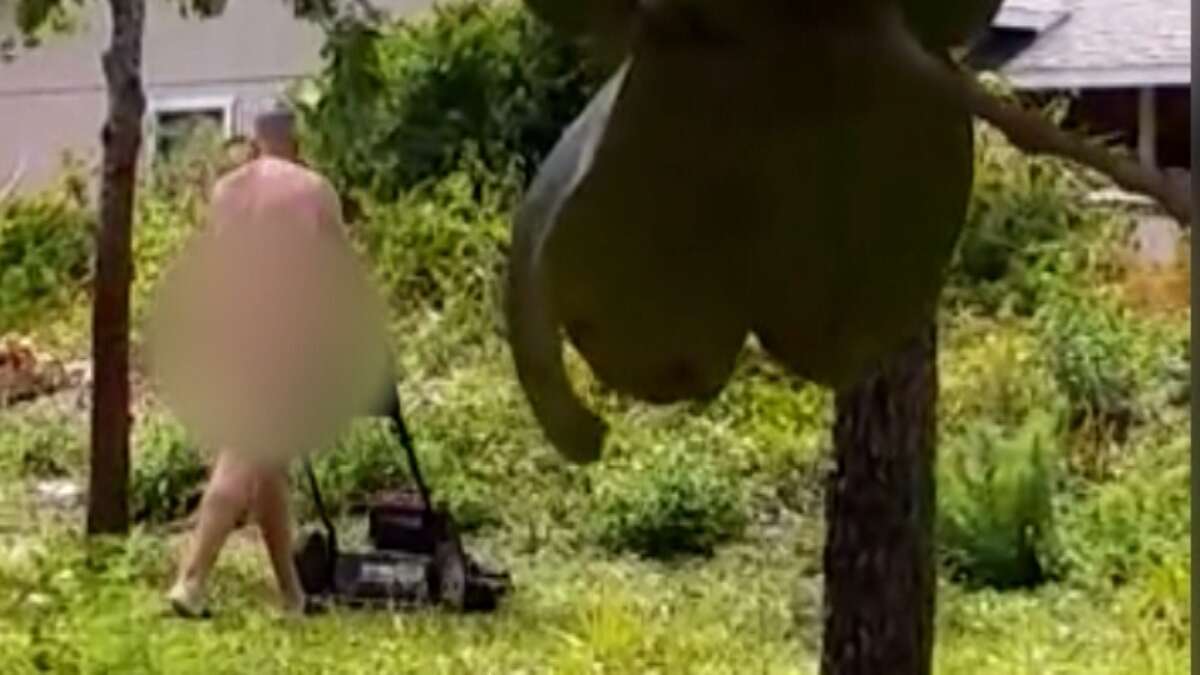 doing yard work naked