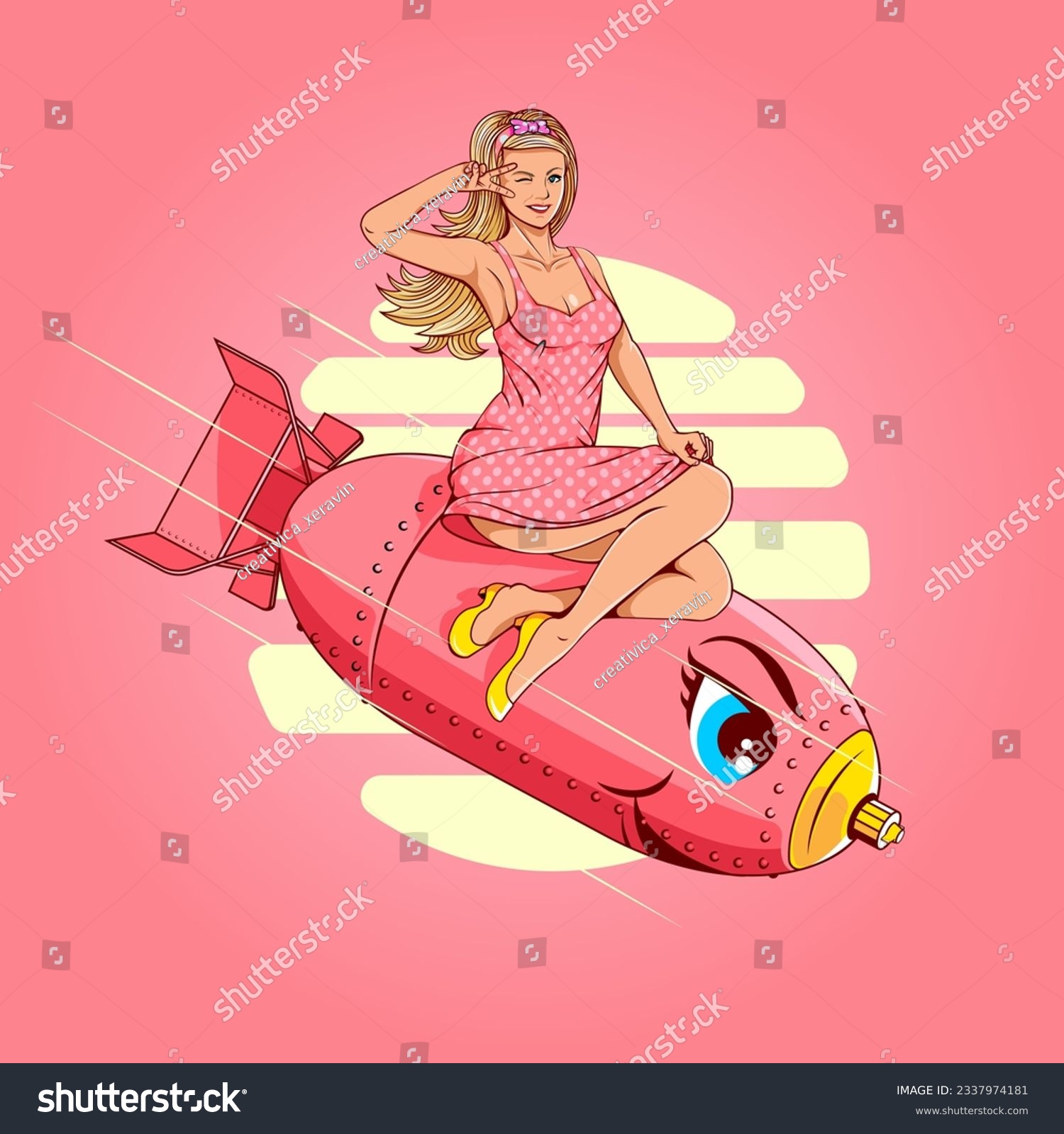 girl riding a bomb
