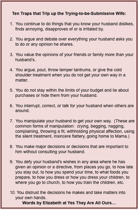 connie kunkler recommends Rules For Submissive Wife