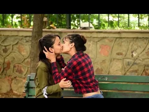 Best of Lesbian kissing prank