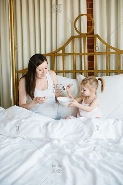 mom and daughter share