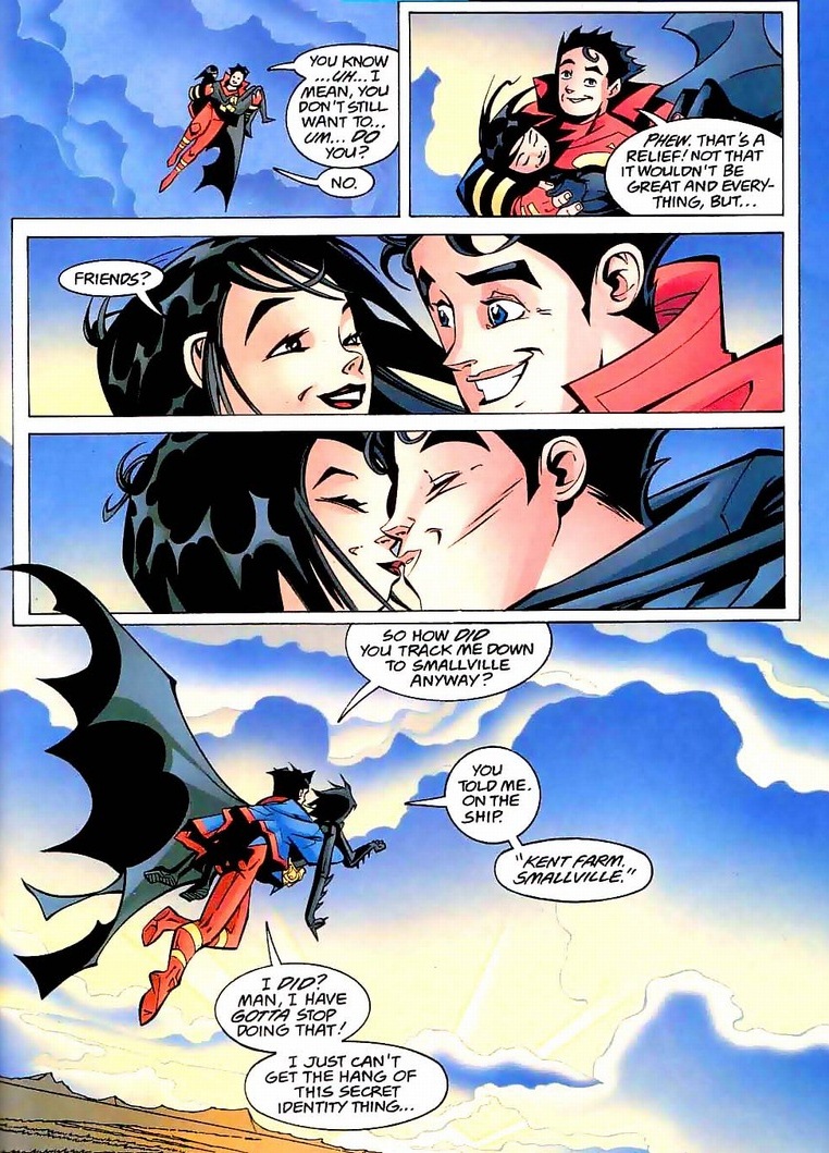 aaron ley add photo superboy and supergirl kiss