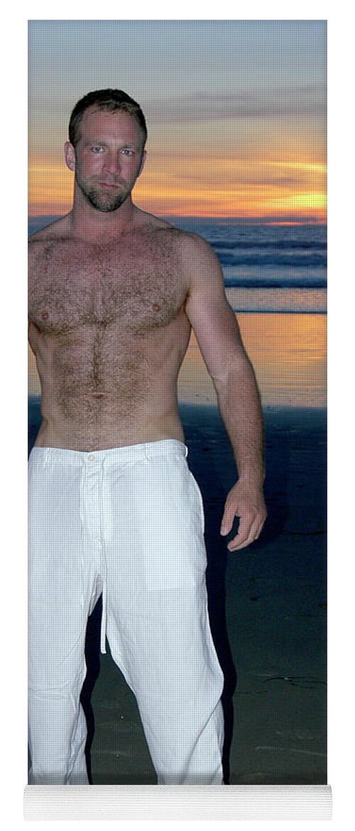 chris knievel add hairy man on beach photo