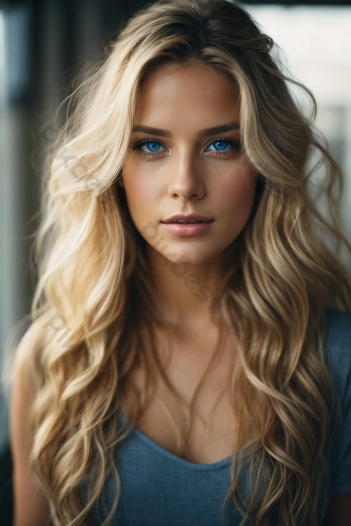 beautiful blonde hair blue eyed woman