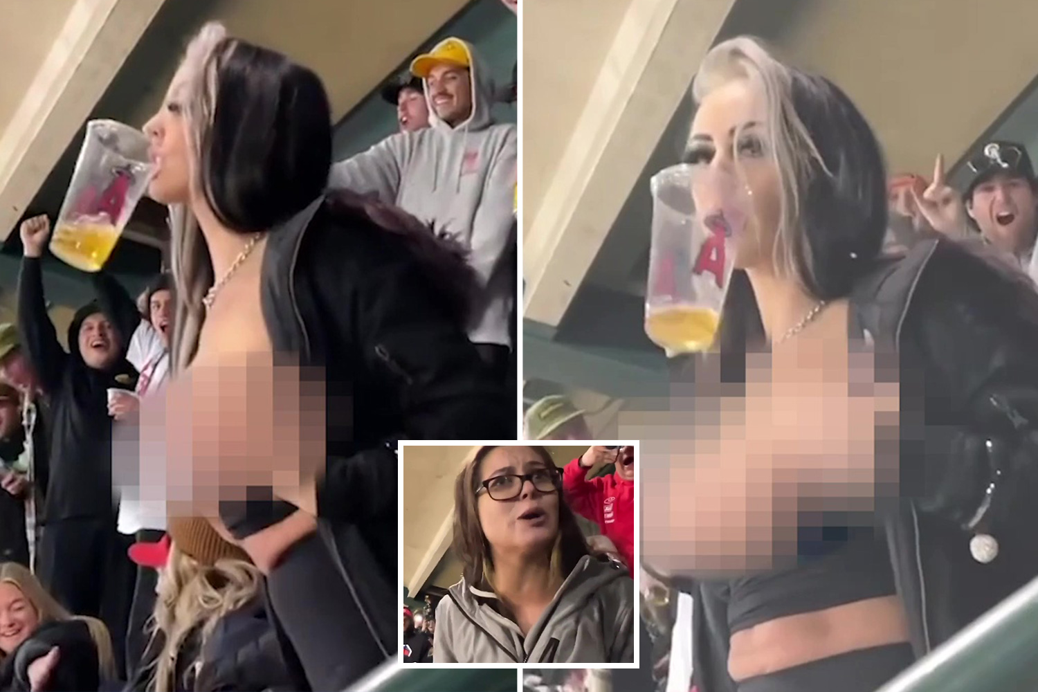 woman flashes her boobs