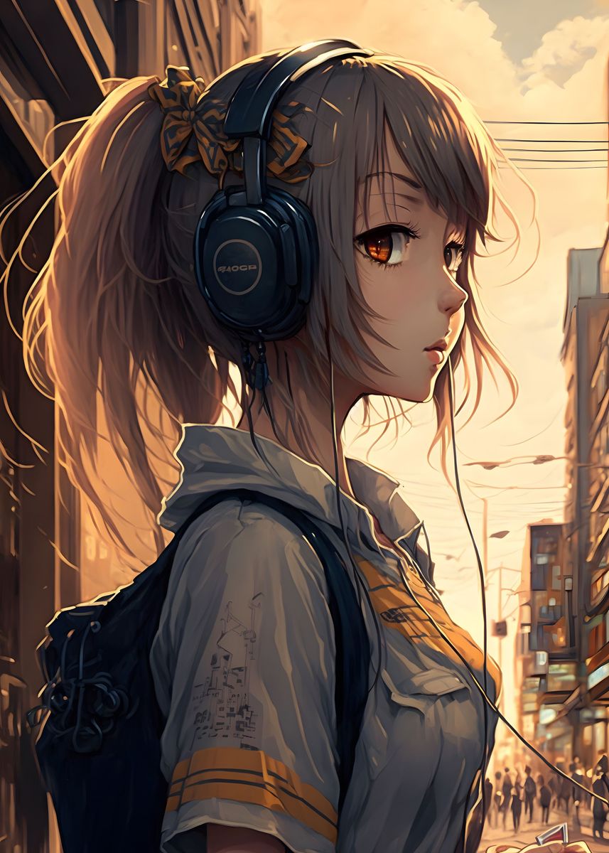 Best of Manga girl with headphones