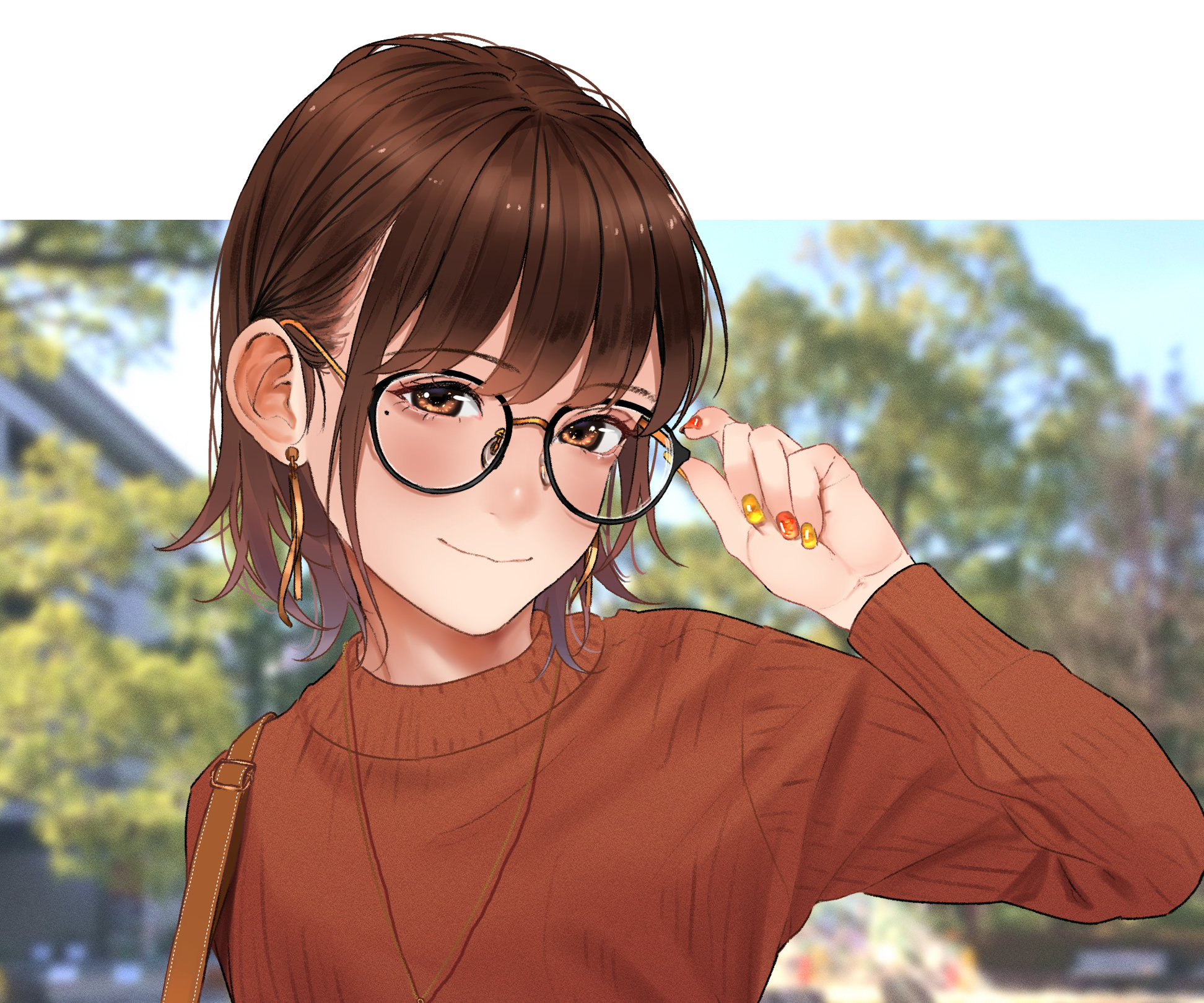Best of Anime girl brown hair glasses