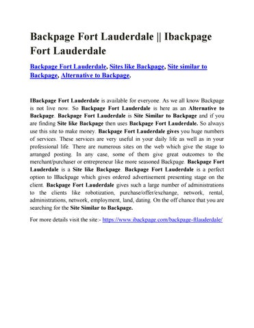 asti lestari recommends Ft Laud Backpage