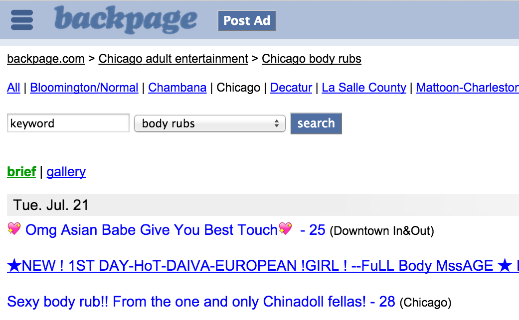 ana iris pineda recommends Back Page Chicago Il