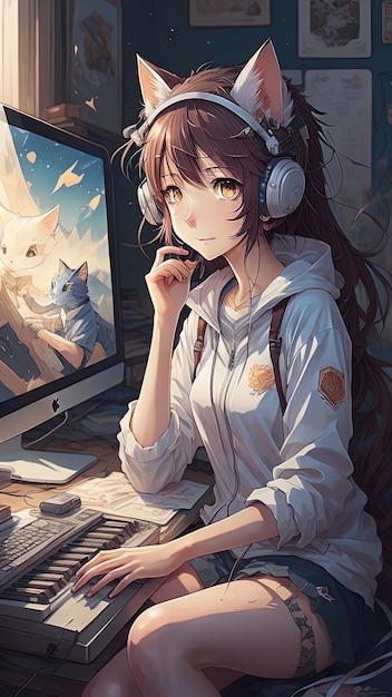 cassi sullivan add manga girl with headphones photo