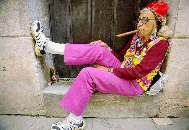 Old Lady Smoking Cigar hairy moms