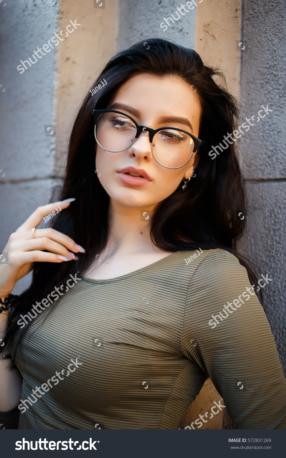 sexy brunette with glasses