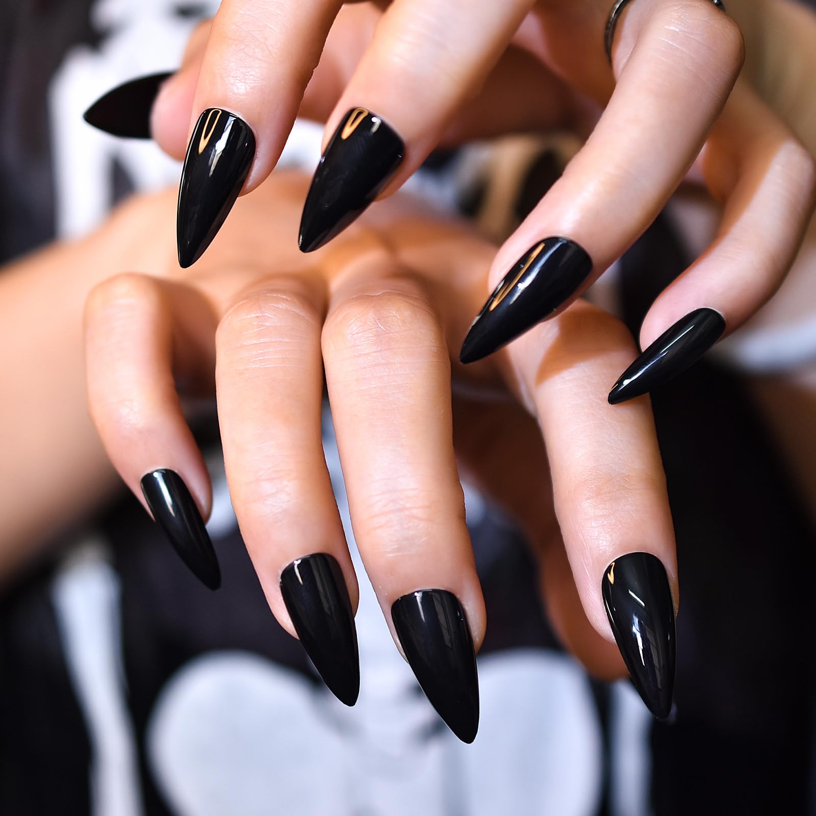 Black Sharp Nails frauen gratis