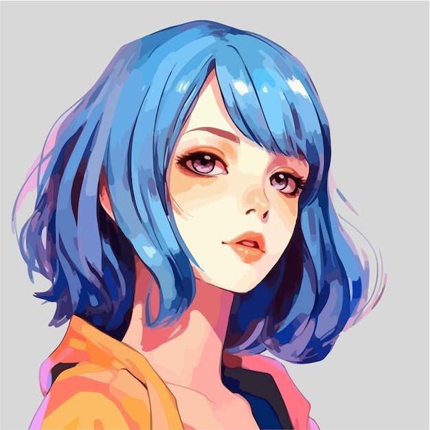 Best of Anime girl with short blue hair