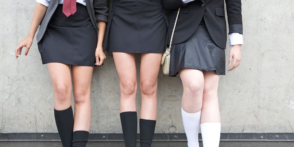 Best of Hot school girls in short skirts and knee highs