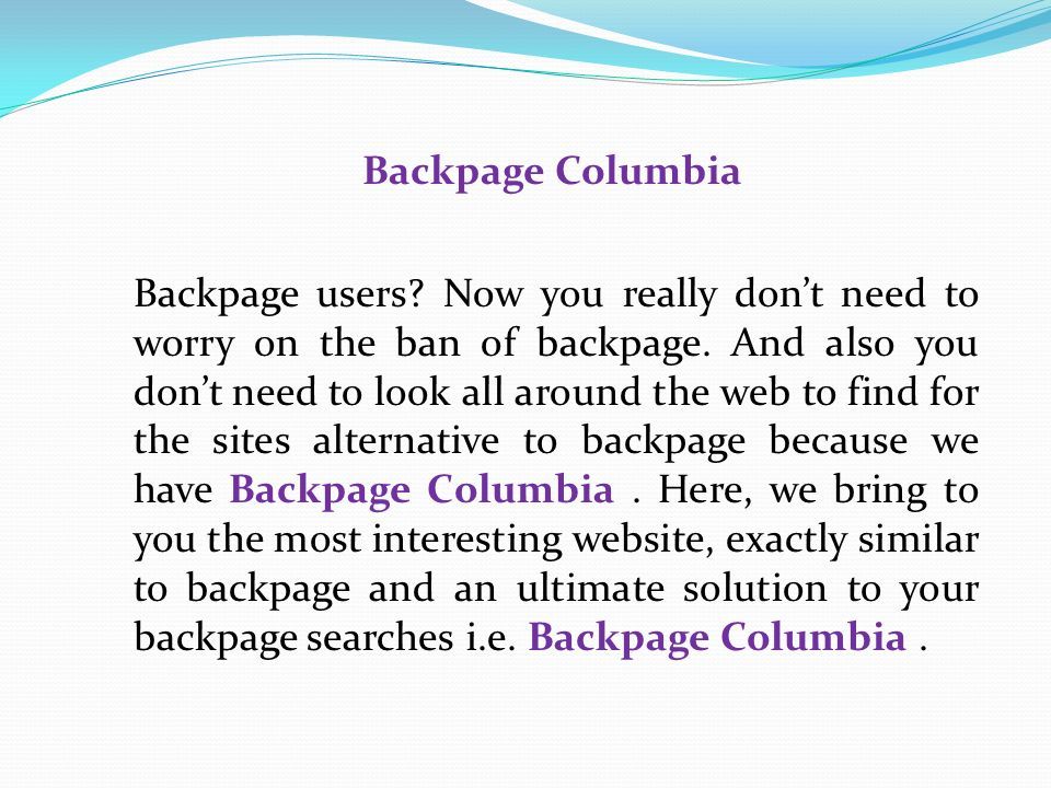 Best of Www backpage com columbia